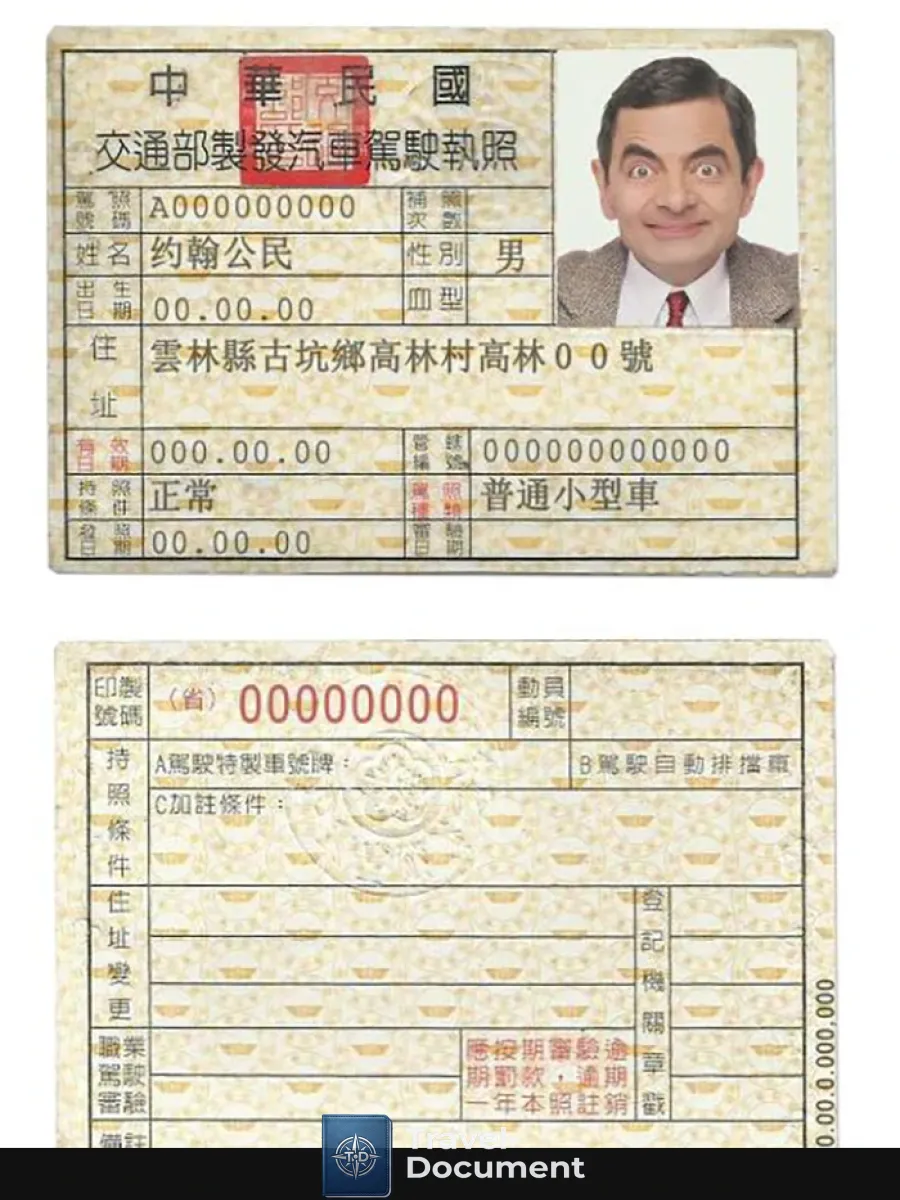 Taiwan Driving License — Driver License