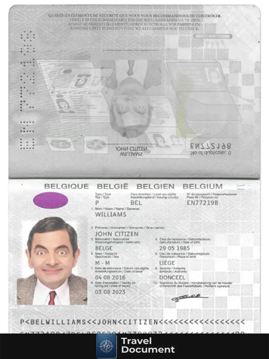 Belgium Passport Psd Template With Fonts Version 2 2017 Present — Passports