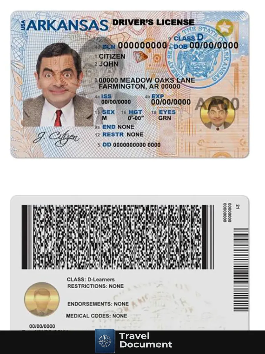 Usa Arkansas Driving License — Driver License