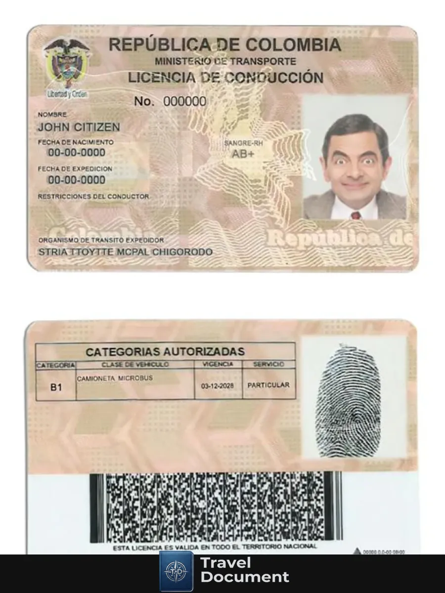 Colombia Driving License — Driver License