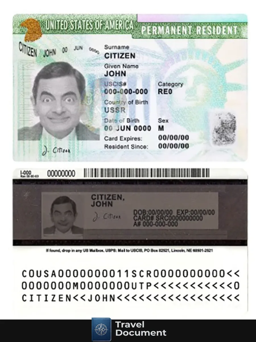 Usa Green Card Permanent Resident Card — ID Cards