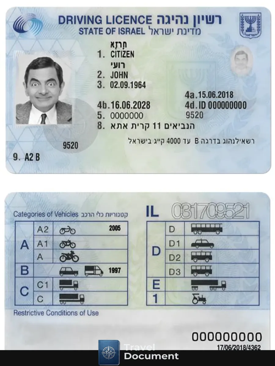 Israel Driving License — Driver License