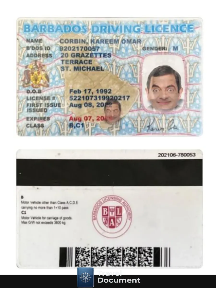Barbados Driving License — Driver License