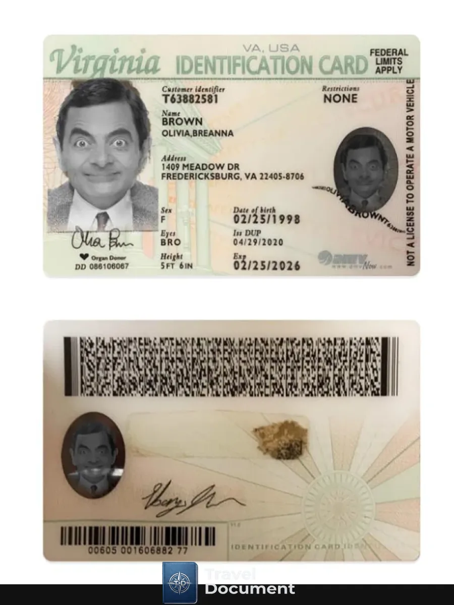 Usa Virginia Id Card