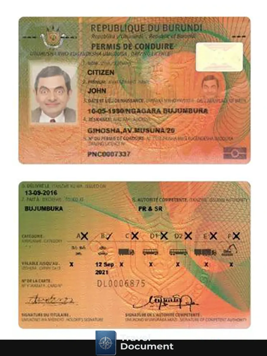 Burundi Driving License — Driver License