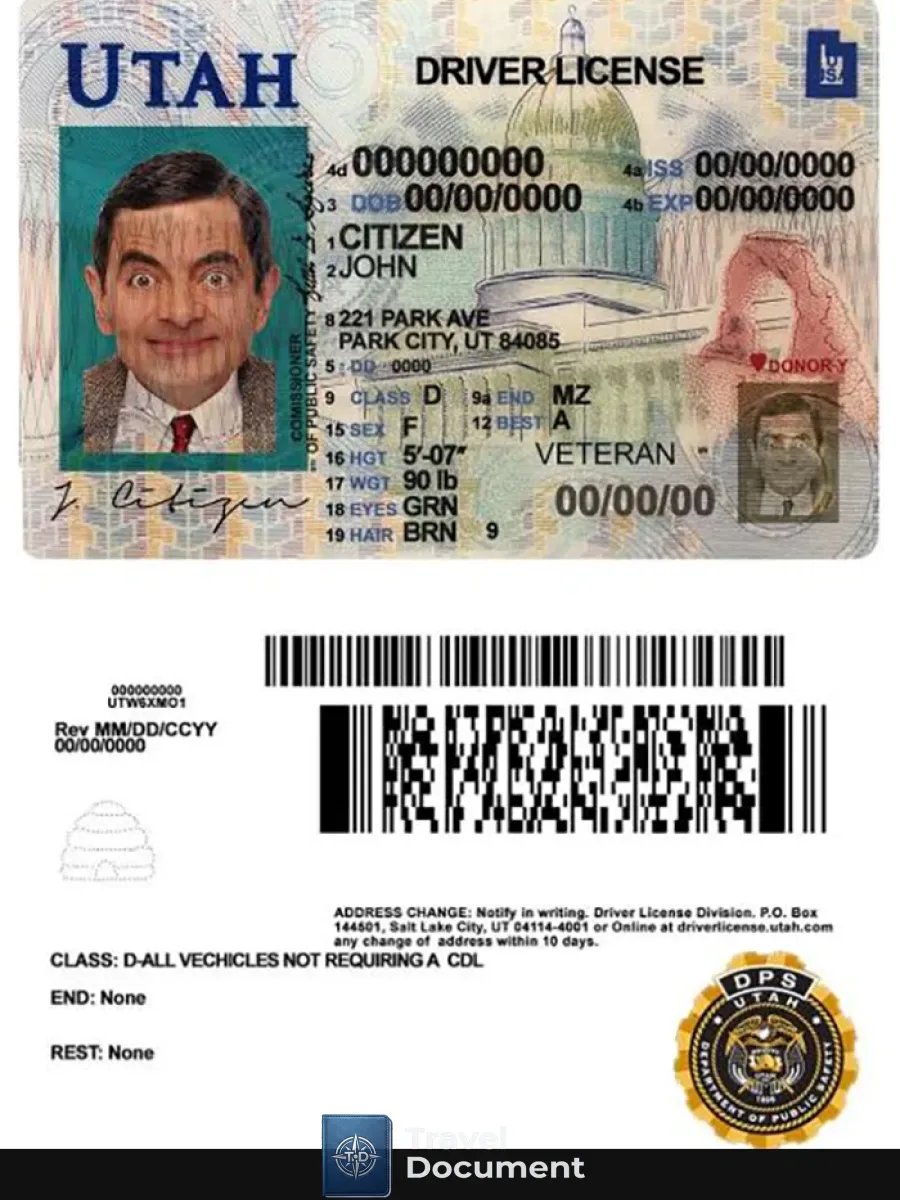 Usa Utah Driving License — Driver License