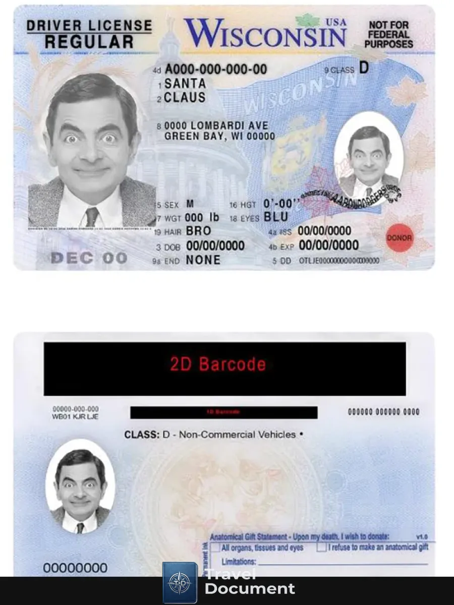 Usa Wisconsin Driving License — Driver License