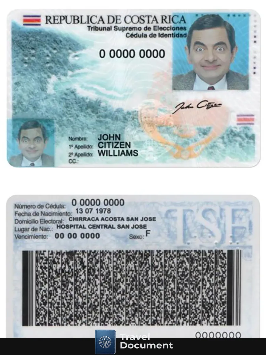Costa Rica Identity Card Psd Template With Fonts Version 2 — ID Cards
