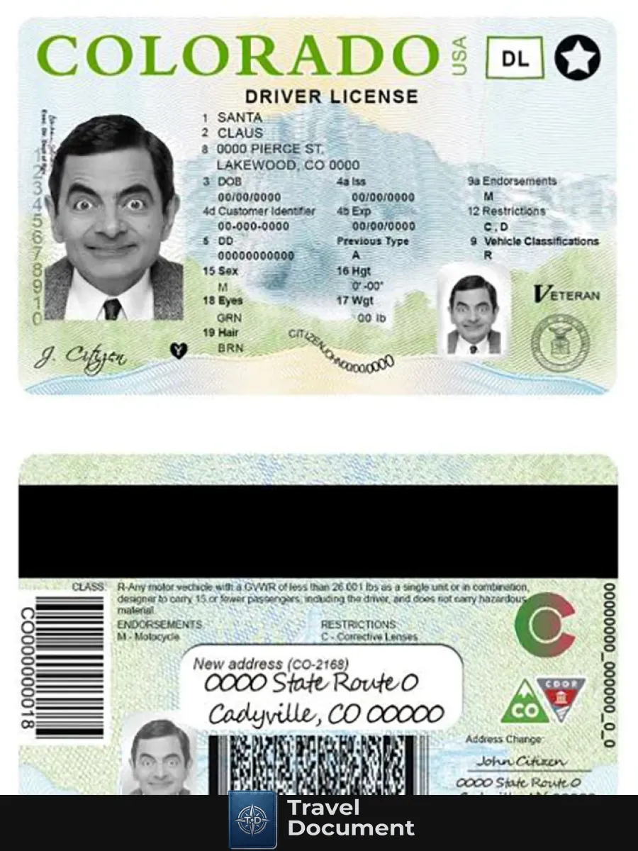 Usa Colorado Driving License — Driver License