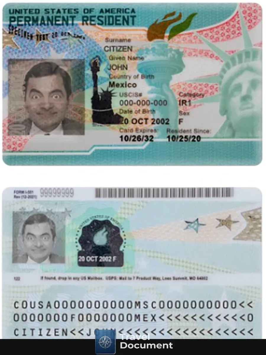 Usa New Green Cardpermanent Resident — ID Cards
