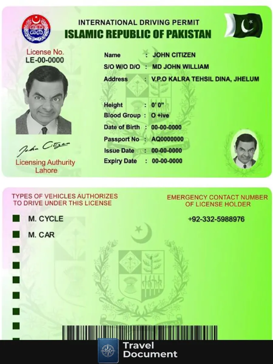 Pakistan International Driving Permit — Driver License