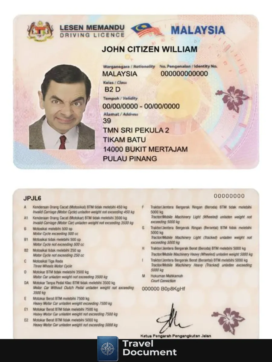 Malaysia Driving License — Driver License