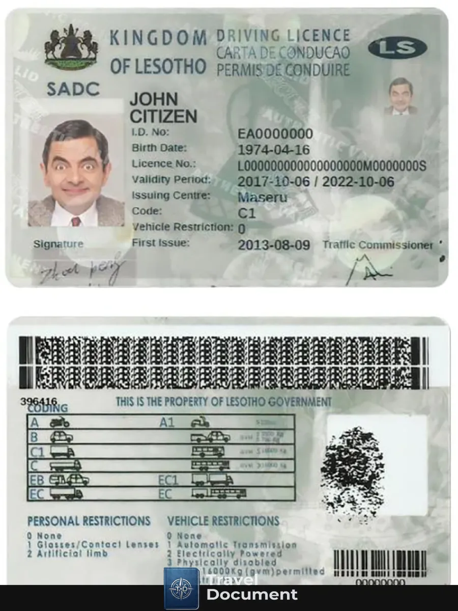 Lesotho Driving License — Driver License