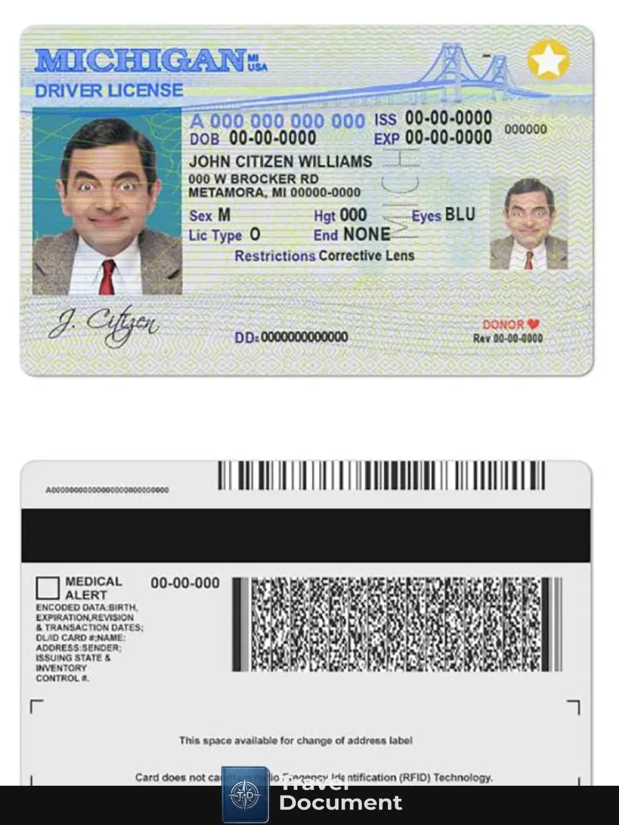 Usa Michigan Driving License — Driver License