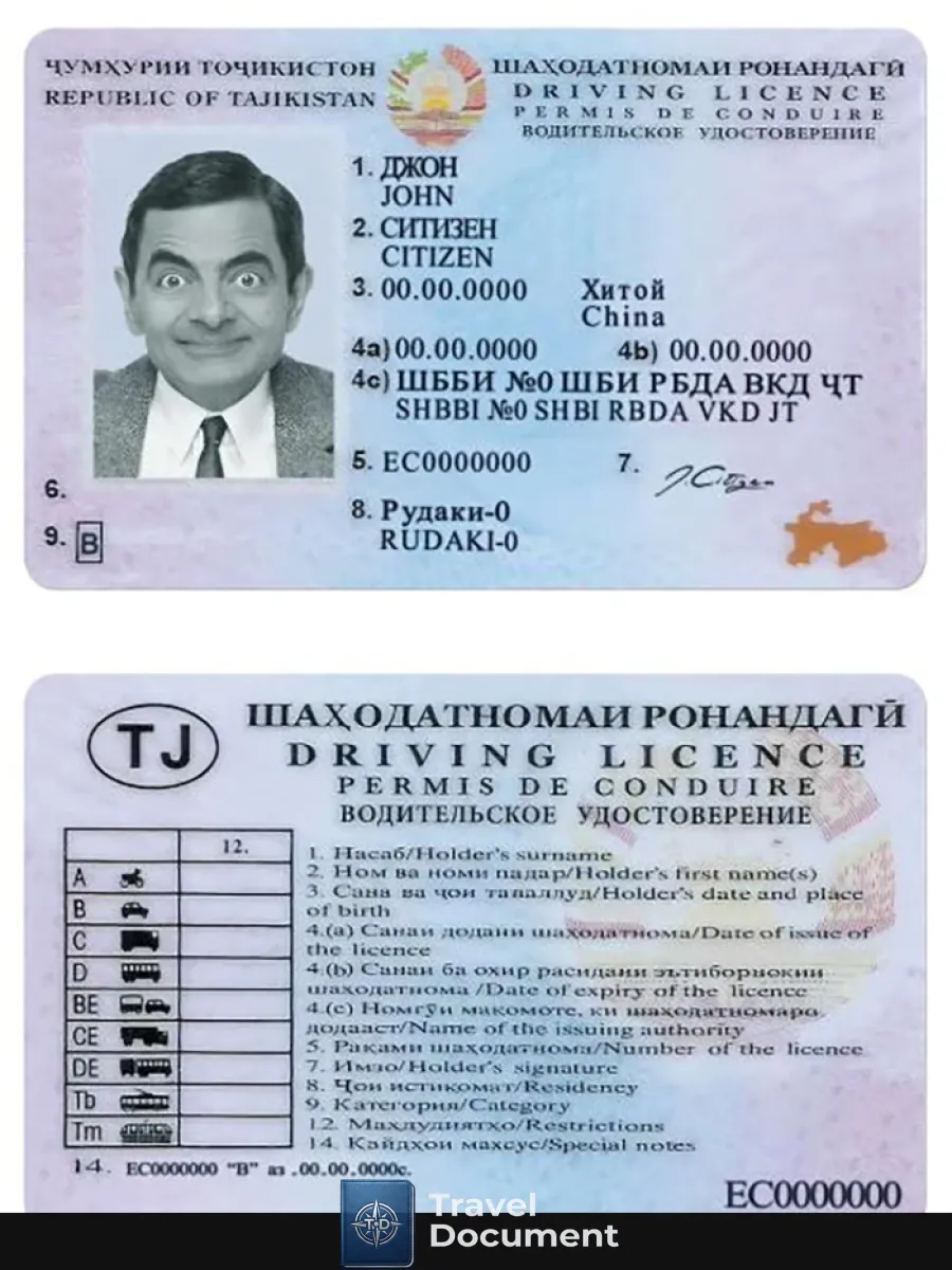 Tajikistan Driving License Psd Template Fully Editable Version 2 — Driver License
