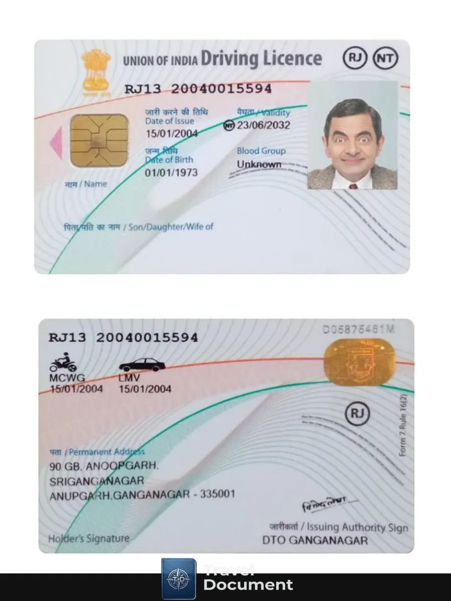 India Union Driving License New Version — Driver License