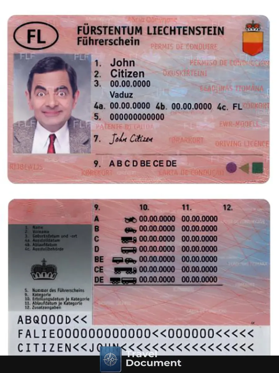 Liechtenstein Driving License — Driver License