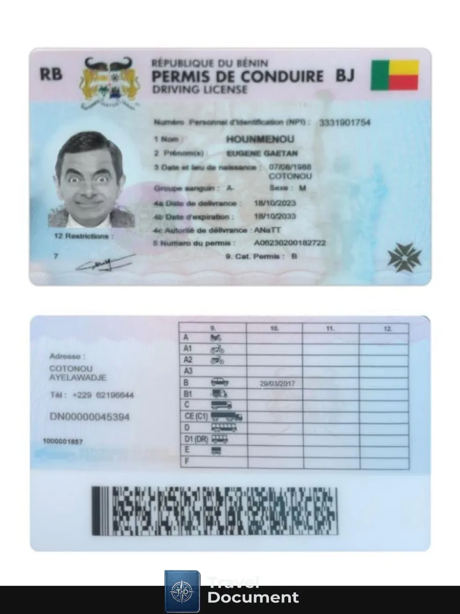 Benin Driving License — Driver License