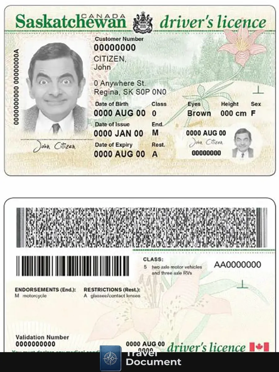 Canada Province Saskatchewan Driving License — Driver License