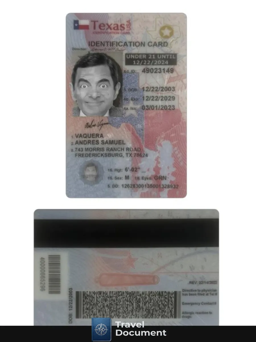 Usa Texas Under 21 Id Card