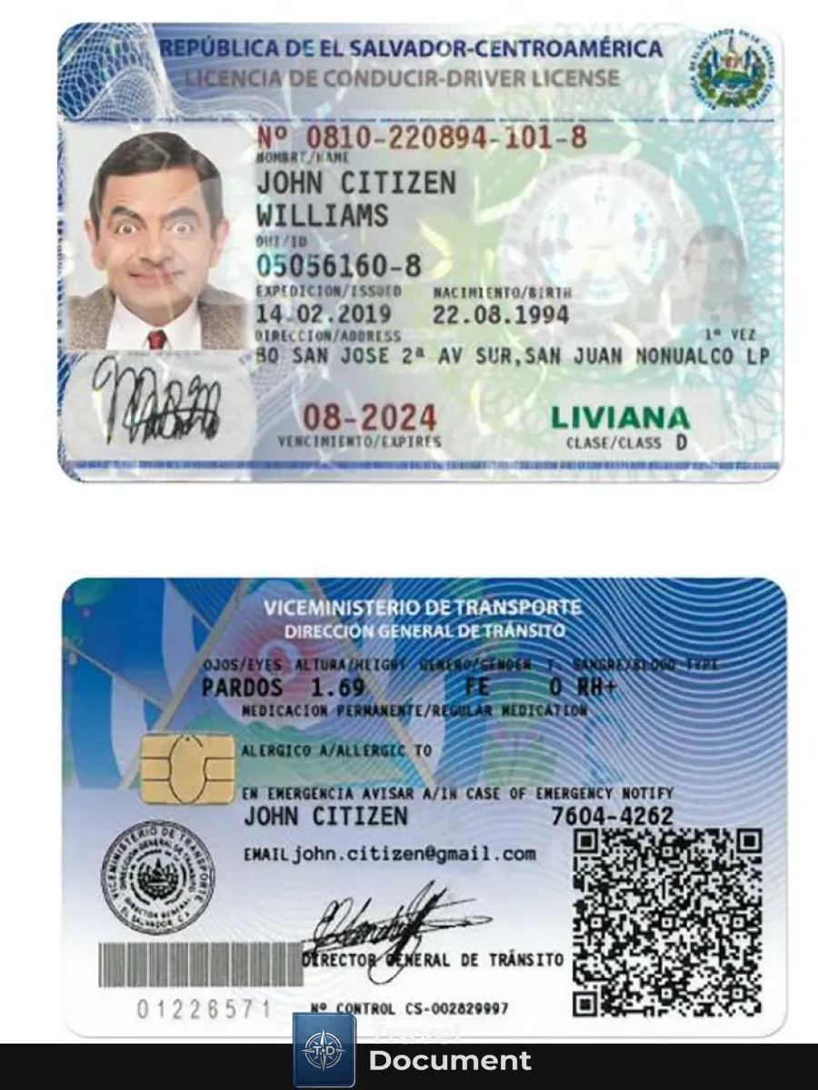 Elsalvador Driving License — Driver License