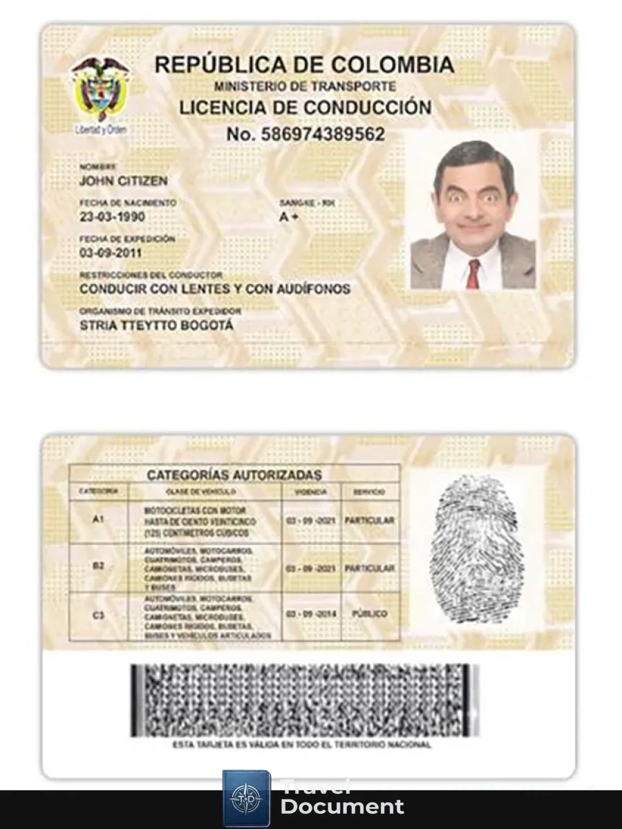 Colombia Driving License Version 2 — Driver License