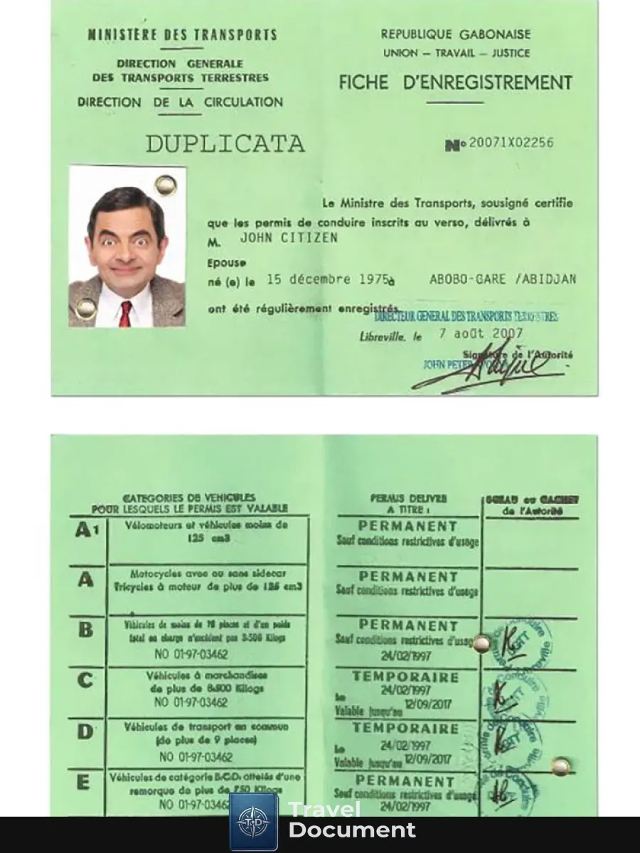 Gabon Driving License — Driver License