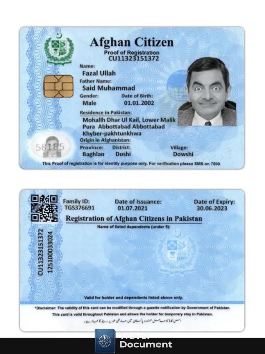 Afghan Citizen Proof Of Registration — ID Cards