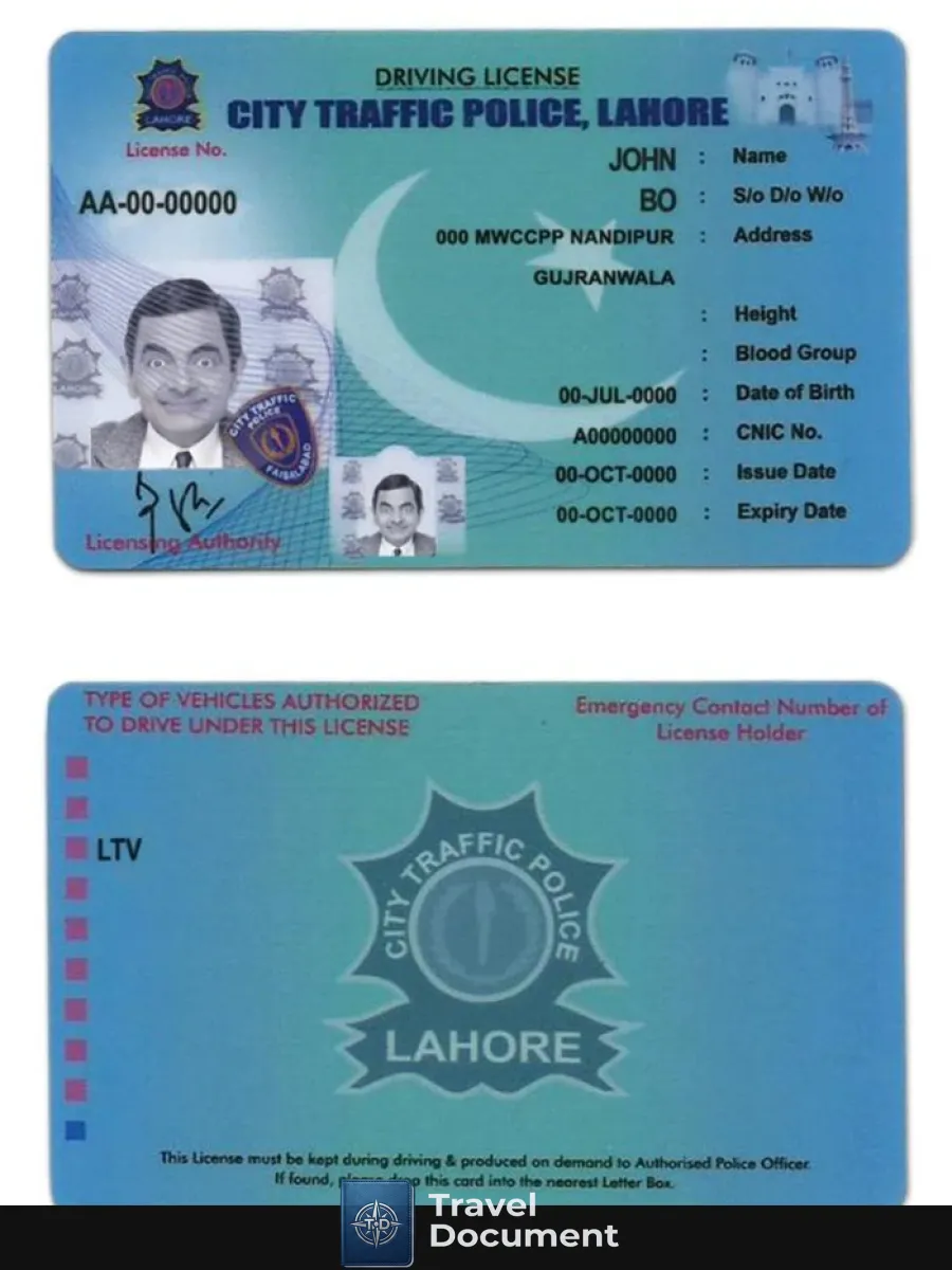 Pakistan City Traffic Police Lahore Driver License — Driver License