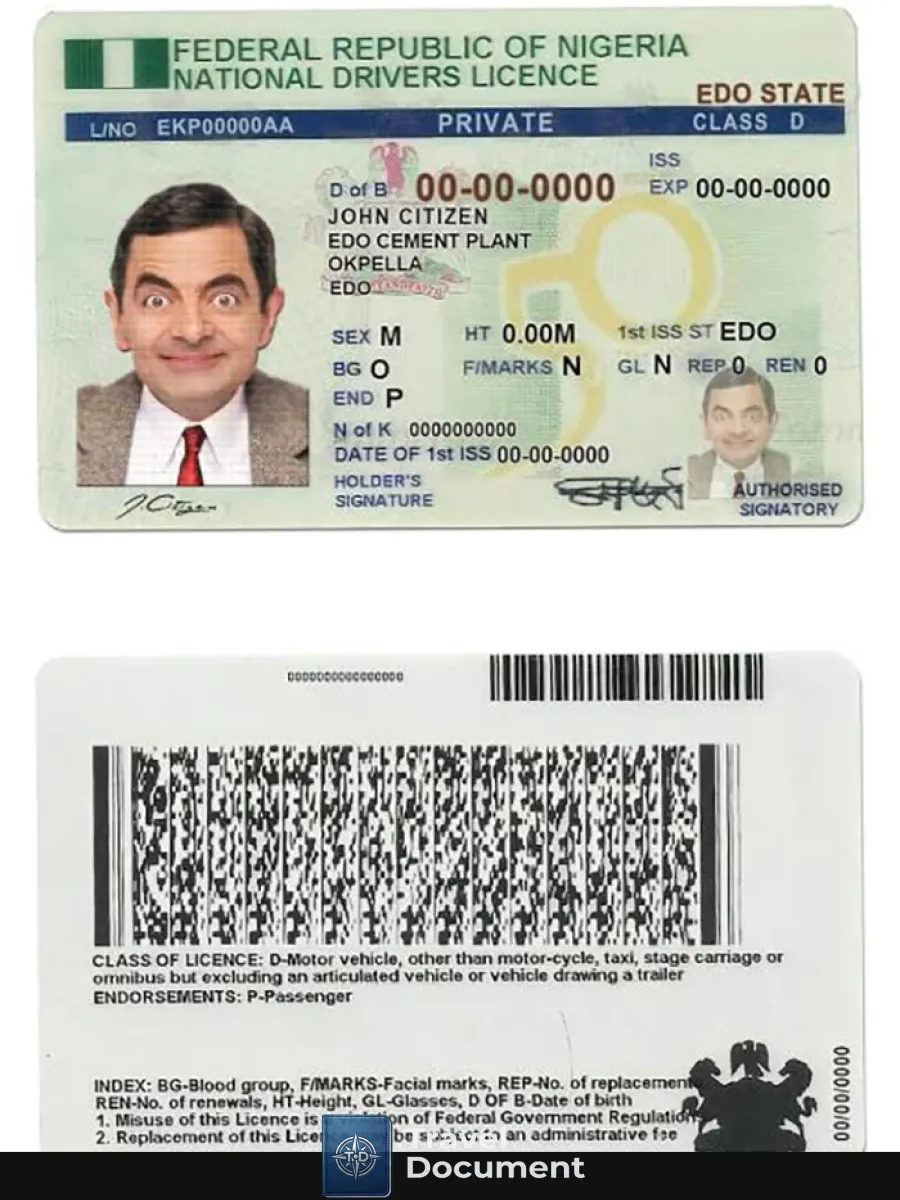 Nigeria Driving License — Driver License