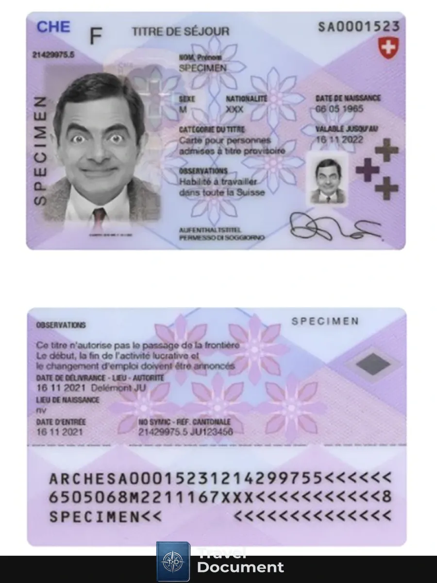 Switzerland Residence Permit Card — Residence Permit