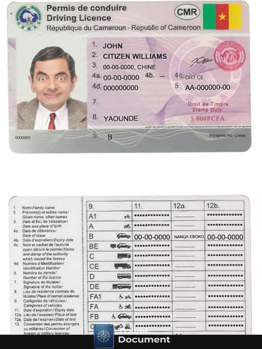 Cameroon Driving License — Driver License