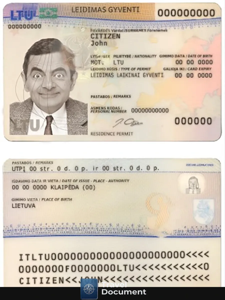 Lithuania Litva Residence Permit Card Template In Psd Format Fully Editable 2020 Present — Residence Permit
