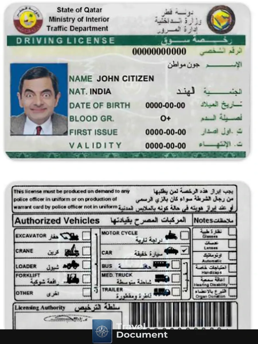 Qatar Driving License — Driver License