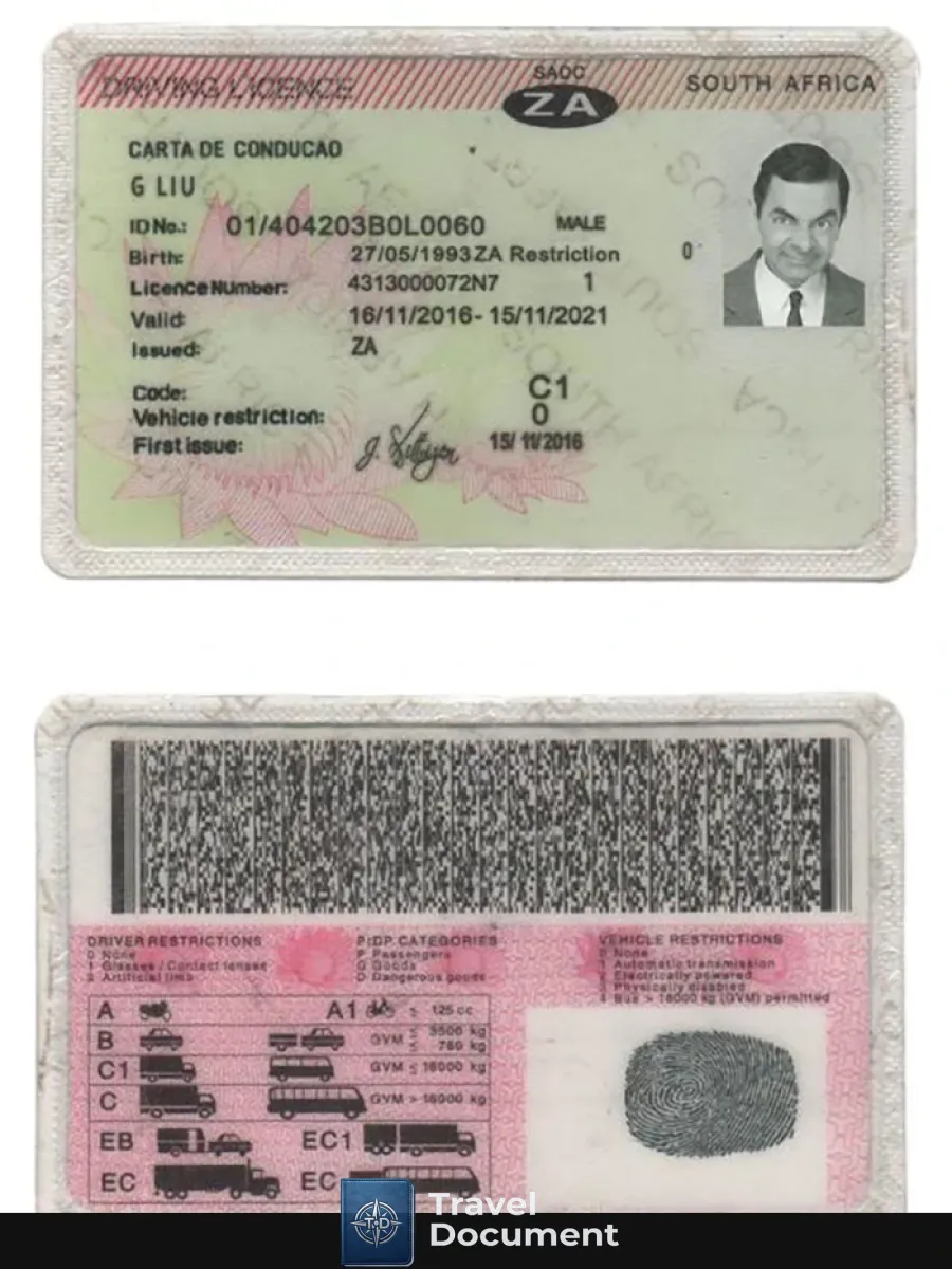 South Africa Driving License — Driver License