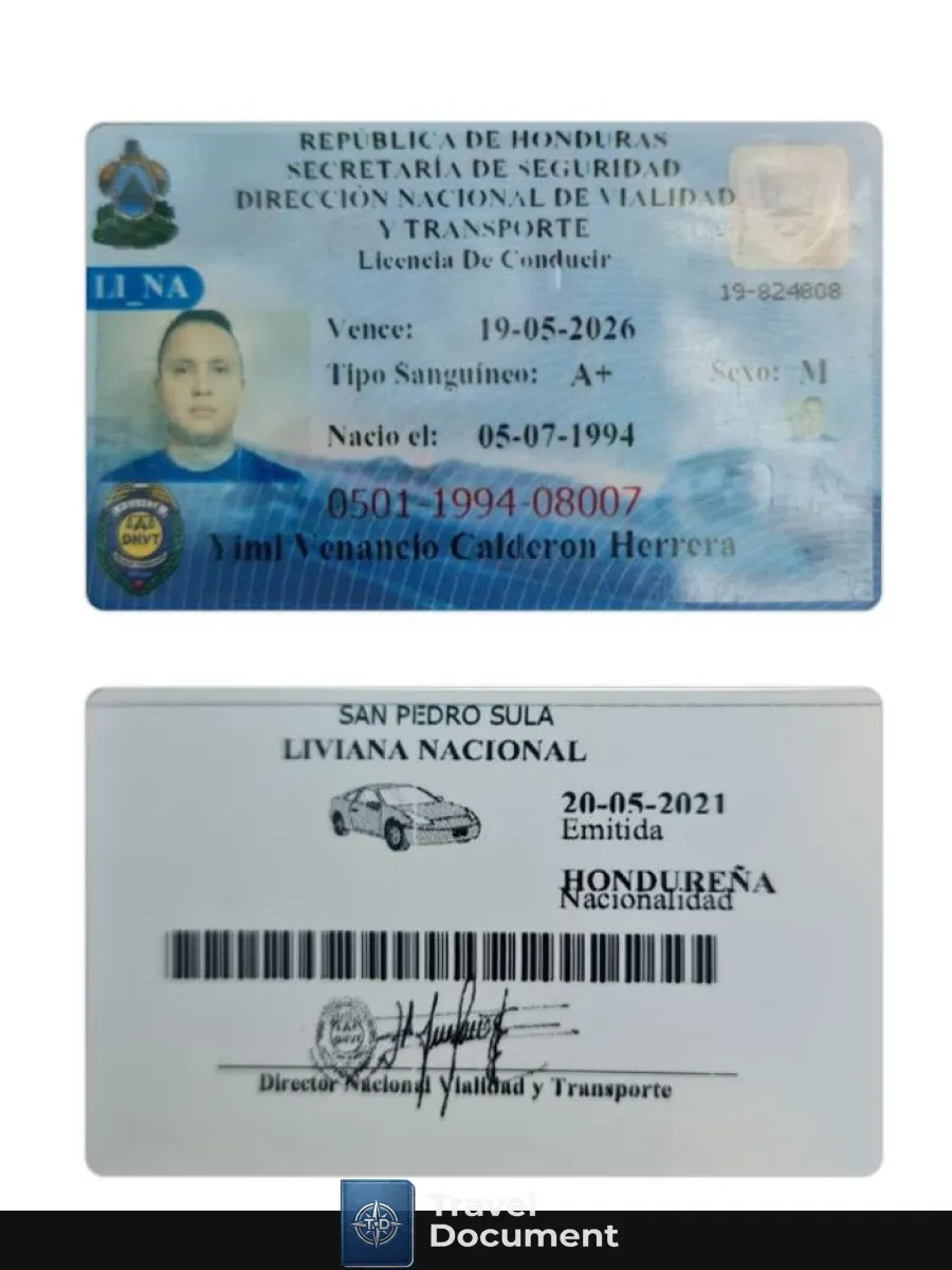 Honduras Driving License — Driver License