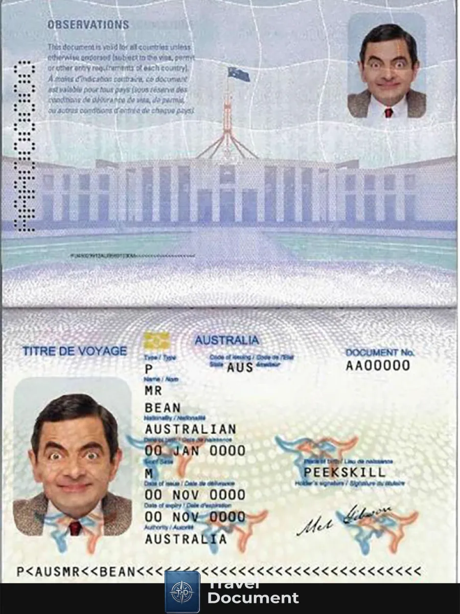 Australian Passport Convention Travel Document — Passports