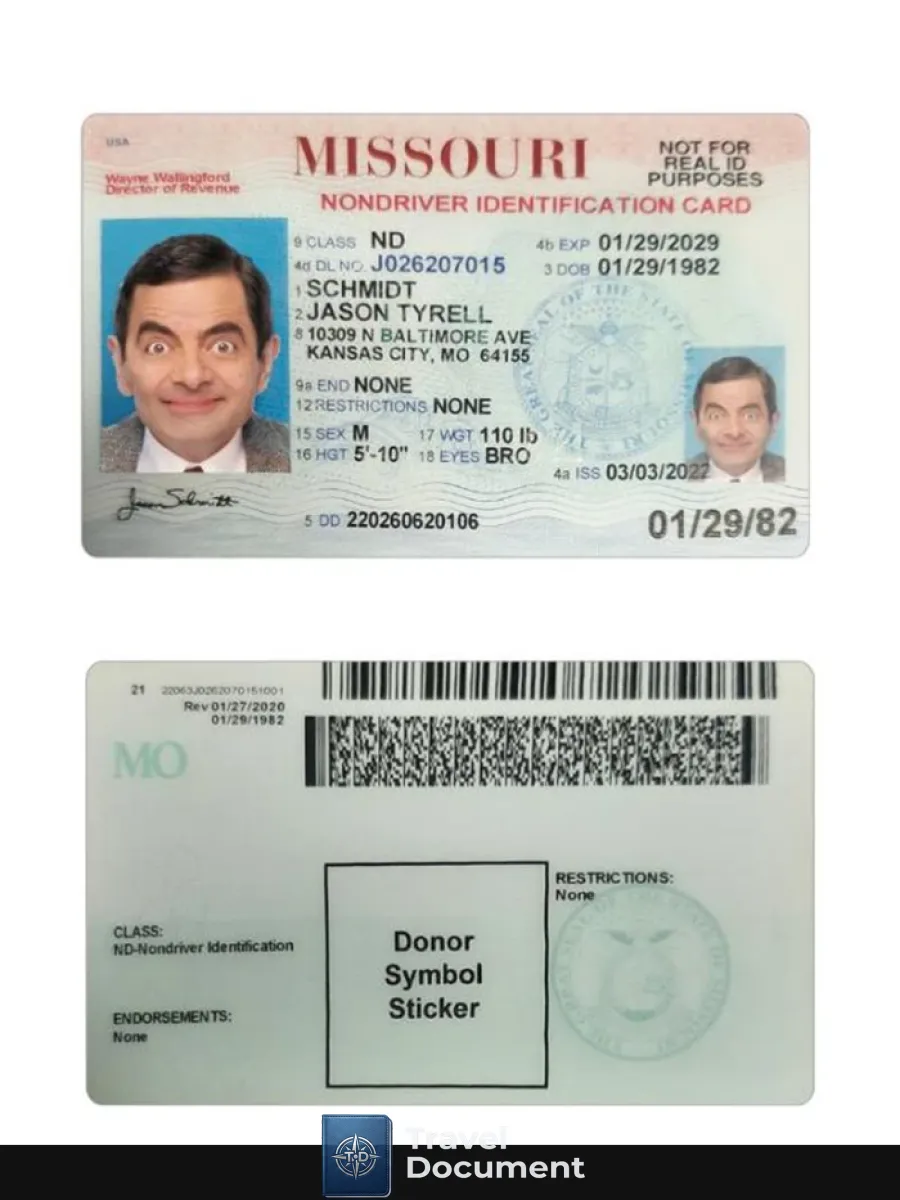 Usa Missouri Id Card — ID Cards