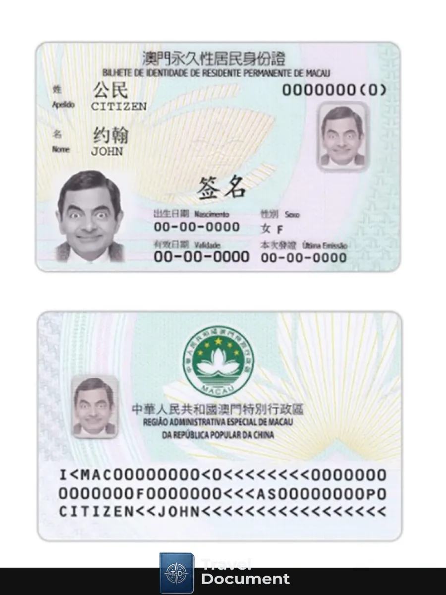 Macau Resident Permanent Card — ID Cards