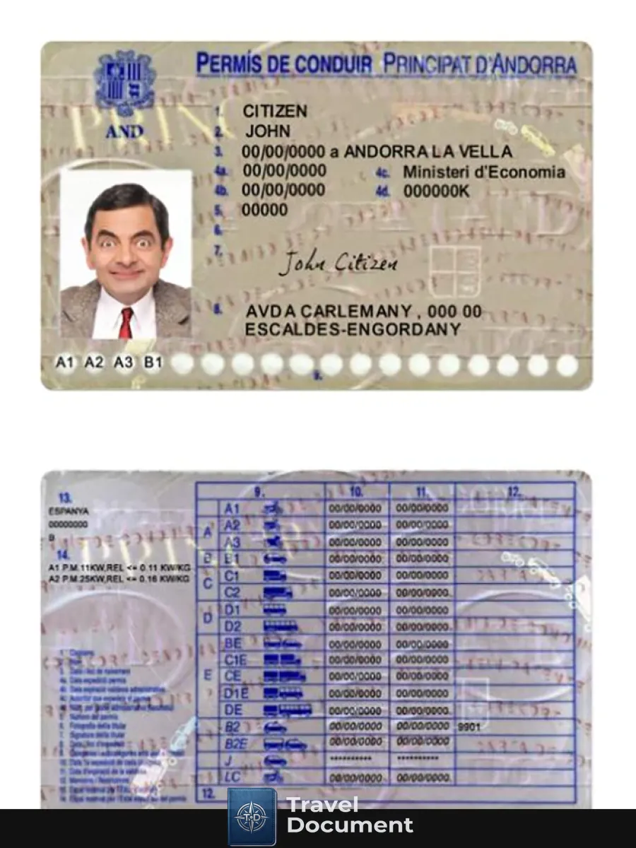 Andorra Driving License — Driver License