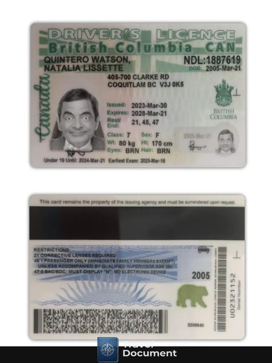 Canada British Columbia Driving License 2021 Present — Driver License