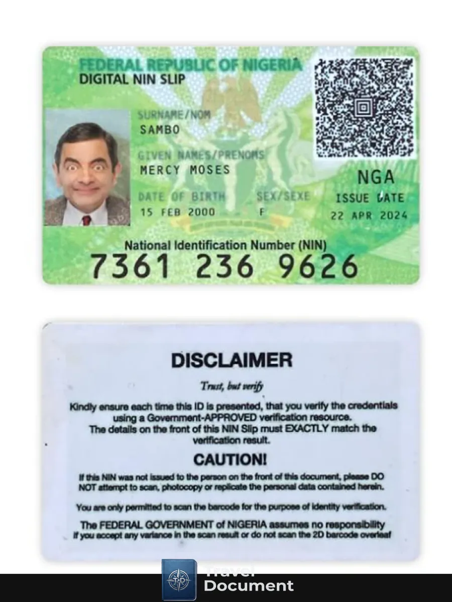 Nigeria Digital Nin Slip Card — ID Cards