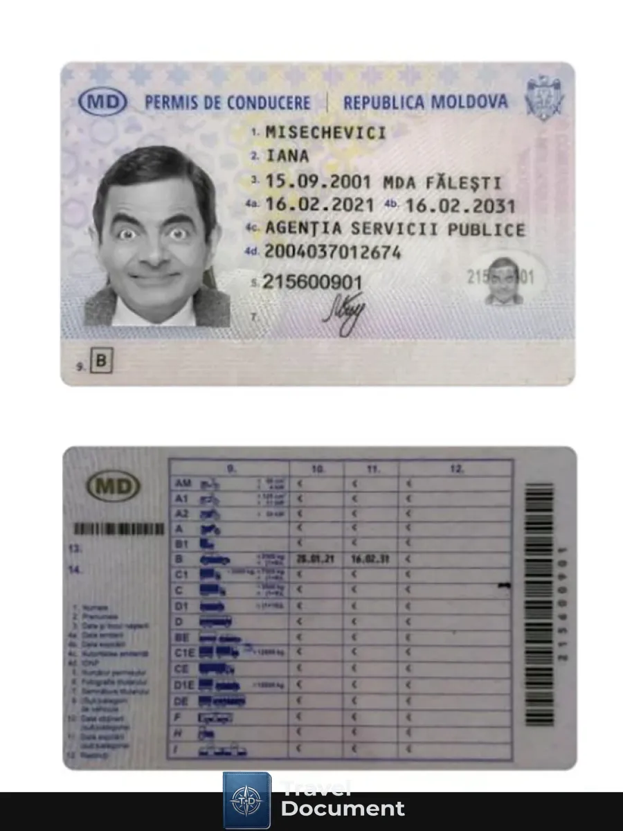 Moldova Driving License 2021 Present — Driver License