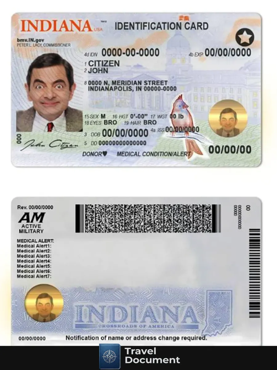 Usa Indiana State Id — ID Cards