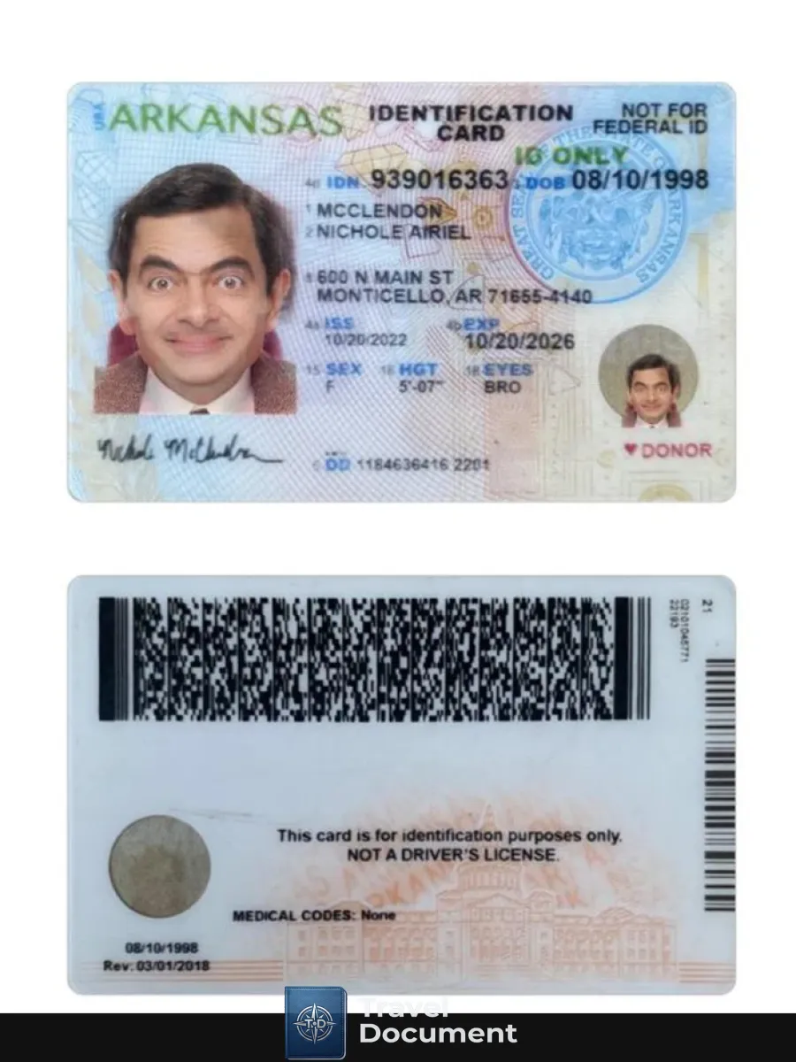Usa Arkansas Id Card — ID Cards
