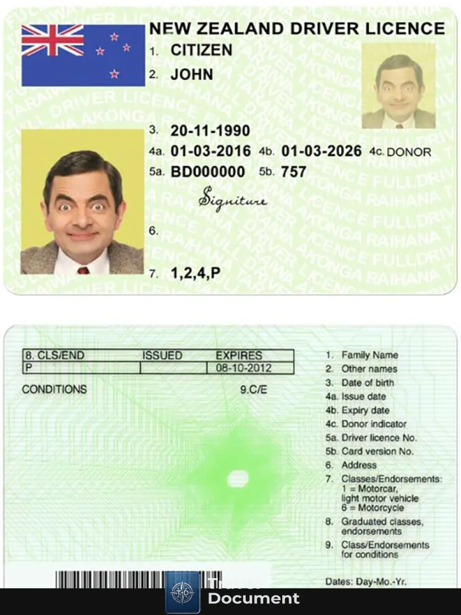 New Zealand Green Driving License Fully Qualified — Driver License