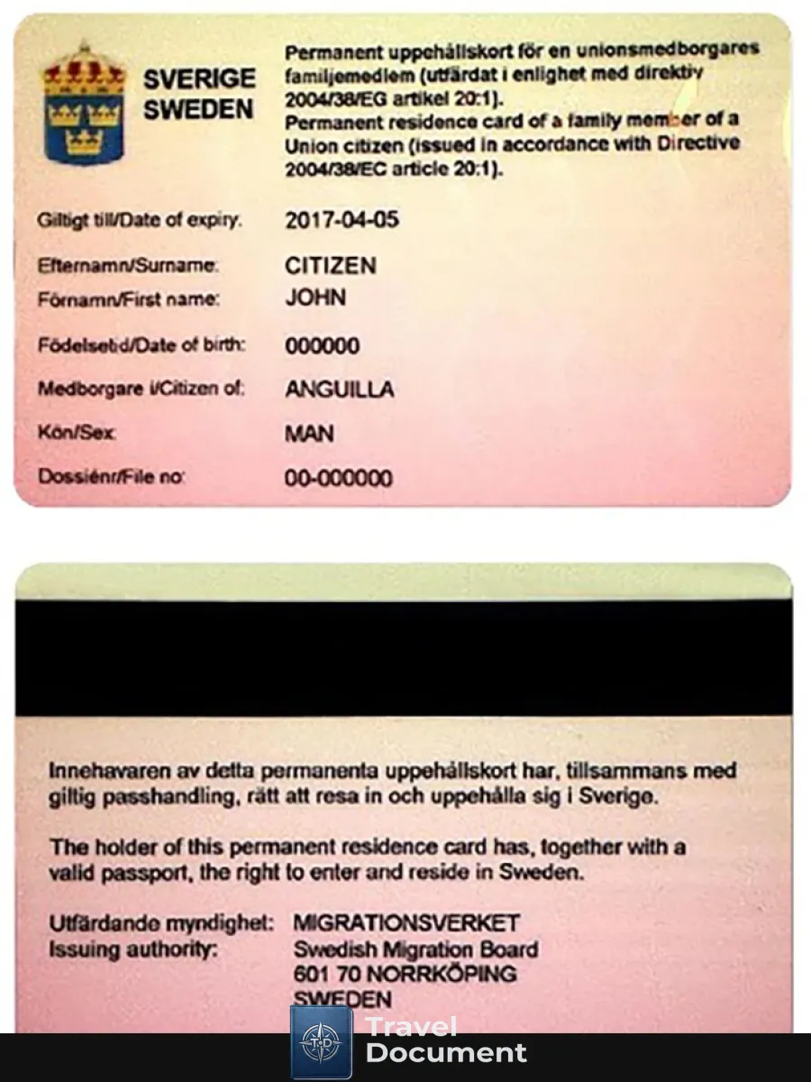 Sweden Permanent Residence Card — Residence Permit
