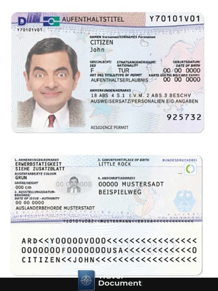 Germany Residence Permit Psd Template 2011 Present — Residence Permit