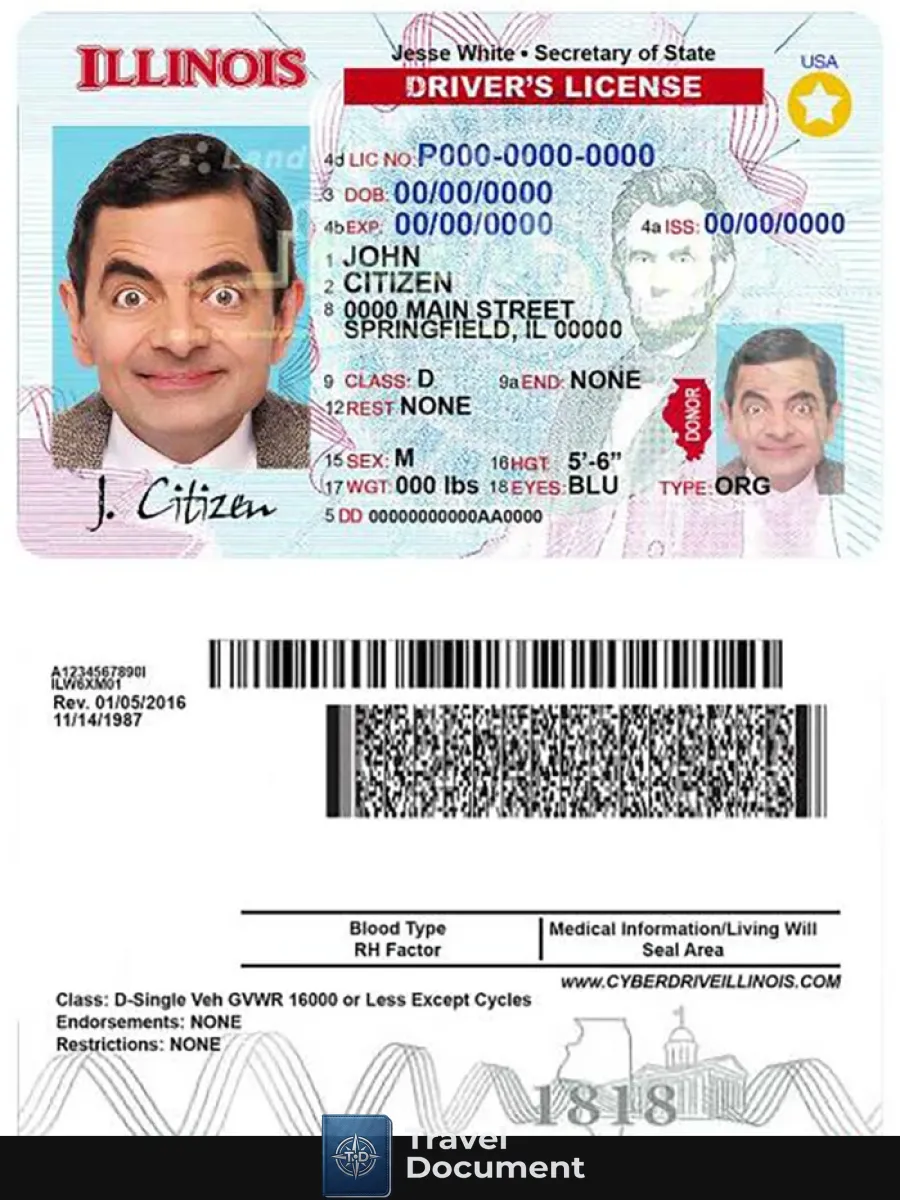 Usa Illinois Driving License