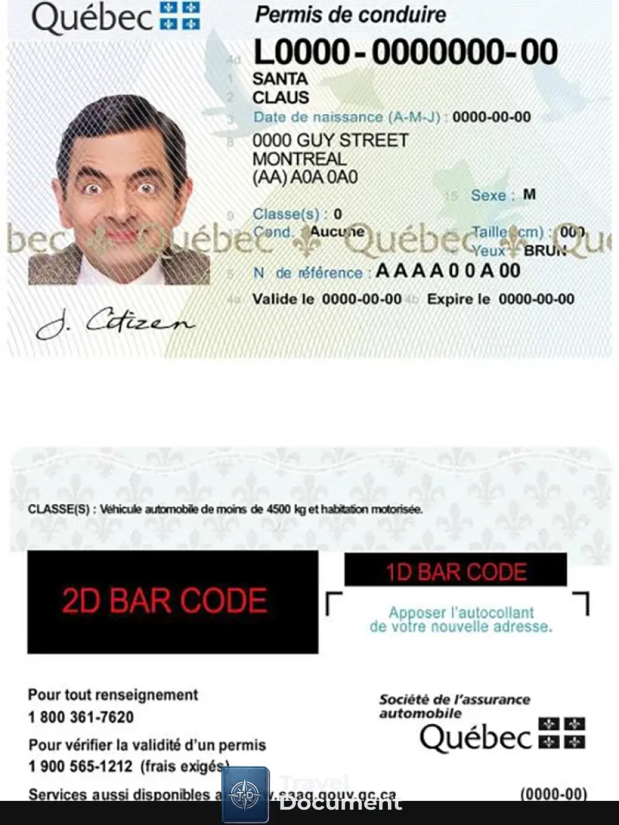 Canada Quebec Driving License — Driver License